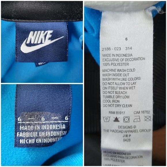 Nike Boys Blue & Black Colorblock Spellout Zip-Up Athletic Track Jacket Size 6 - Picture 4 of 7